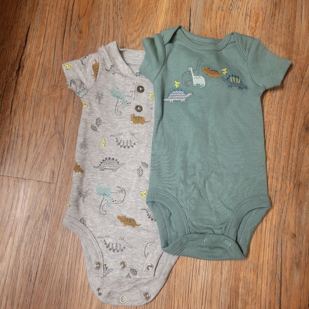Carter's Dinosaur Bodysuit Set - Green and Gray